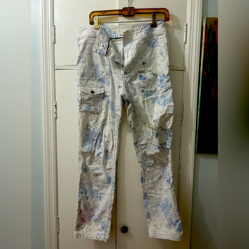 Anthropologie the Wanderer paint splatter cargo pants sz 29 VGUC